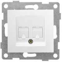 GUSI Bravo МЕХАНИЗМ розетки компьютерной RJ45, двойной, скрытая установка. Цвет белый., С10К2-001