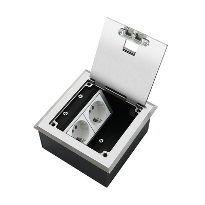 Люк напольный на 2 модуля, металлический, h=65мм, с рамкой, крышка без углубления, TIMIUX, нержавеющая сталь, EU2H65R ST