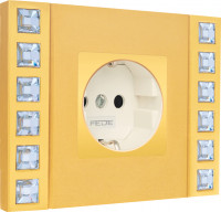 Fede Розетка 2к+з, цвет Real Gold, made with Swarovski Elements, серия Decor