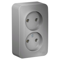 BLANCA О/У РОЗЕТКА двойная без заземления без штор., 16А, 250В, АЛЮМИНИЙ
