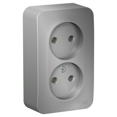BLANCA О/У РОЗЕТКА двойная без заземления без штор., 16А, 250В, АЛЮМИНИЙ