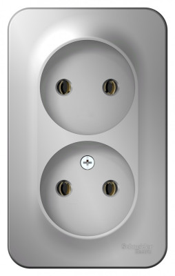 BLANCA О/У РОЗЕТКА двойная без заземления без штор., 16А, 250В, АЛЮМИНИЙ
