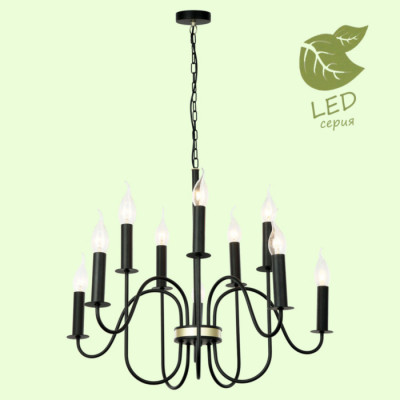 LUSSOLE ROOSEVELT Люстра подвесная, цвет основания - черный, 10x7W E14, GRLSP-8198