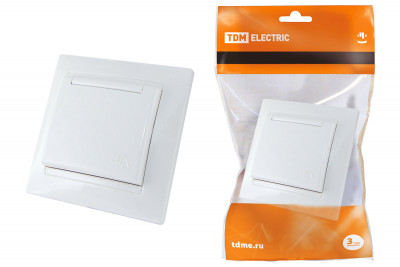 Розетка 2П+З 16А 250В с защ. шт. с крышкой белая "Лама" TDM Electric, SQ1815-0014