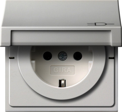 0454112 Gira Розетка с з/к и крышкой