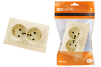 Розетка двойная 2П+З 16А 250В сл. кость "Таймыр" TDM Electric, SQ1814-0114