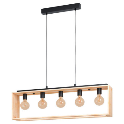 43414 Подвес FAMBOROUGH, 5х40W (E27), L1000, B160, H1100, сталь, дерево, черный, натуральный