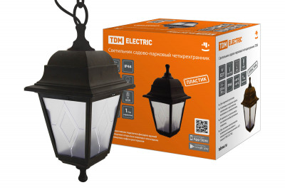 Светильник садово-парковый НСУ 04-60-001 четырехгр., подвес, пластик, расс.пластик, черный TDM Electric, SQ0330-0766
