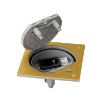 Simon Connect Влагостойкая основа IP66 с розеткой 2P+E Schuko К45 и коннектором RJ45 катег.5e UTP с замком, латунь, KSE15USEC-23-71