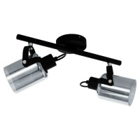 99053 Спот BERREGAS, 2x40W(E27), сталь, черный, хром/стекло с напылением, черный прозрачный