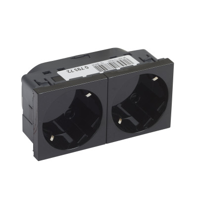 Legrand Розетка 2 x 2К+3 под углом 45° - Программа Mosaic - немецкий стандарт - 4 модуля - черная, 079372