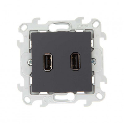 Simon Коннектор 2хUSB, графит, 2411090-038