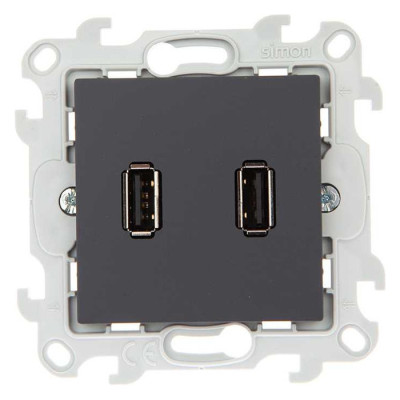Simon Коннектор 2хUSB, графит, 2411090-038