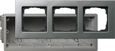 2883202 - Gira E22 Монтажная коробка трехместная с рамкой Edelstahl, сталь