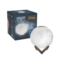 Светильник настольный Gauss NN004 3D Луна 1W 220-240V D13см белый 13см c увлажнителем воздуха LED 1/6/12, NN004