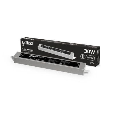 Блок питания Gauss 30W 24V IP66 1/50, 202022030