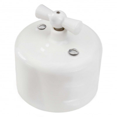 Bironi Выключатель 1кл. проходной R. керамика, цвет белый, R1-211-01