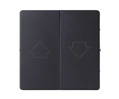 Simon Клавиша двойная для выключателя жалюзи с блокировкой и пиктограммой "стрелки" черного матового цвета S82 Concept, 8200028-098