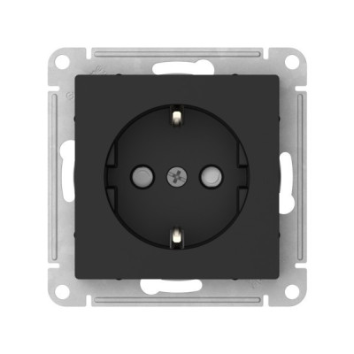 ATN001045S - ATLASDESIGN РОЗЕТКА с заземлением со шторками, 16А, механизм, быстрозажим. клем., КАРБОН, Systeme Electric