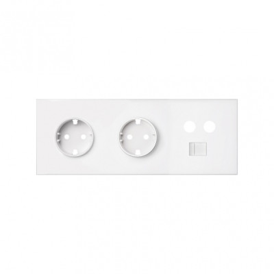 Simon 100 Белый матовый Кит 3 поста, фронт. Накладка на 2 розетки Schuko + 1 розетку TV + 1 розетку RJ45, 10020303-230