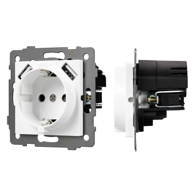 049818 - Механизм розетки с USB зарядкой SCT-MUAA-PL-WH-V (250V, 16A) (Arlight, -)