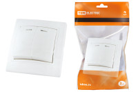 Выключатель 2 кл. с подсветкой 10А белый "Таймыр" TDM Electric, SQ1814-0005