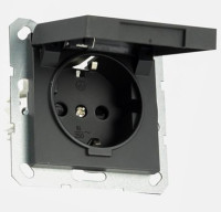 Розетка SHUKO© с крышкой и защитными шторками 16A 250V~ 2P+T, цвет Антрацит, G5505B, Jasmart Electric