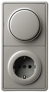 Gira Блок: Выключатель 1-клавишный с розеткой 2к+з, Серый, серия S-Color