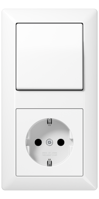 Jung Блок: Выключатель 1-клавишный с розеткой 2к+з,  серия AS 500