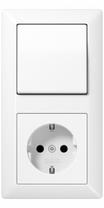 Jung Блок: Выключатель 1-клавишный с розеткой 2к+з,  серия AS 500