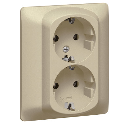 Legrand Двойная розетка - Galea Life - 2х2К+3 - винтовые клеммы - с защитными шторками - в сборе - titanium, 771431