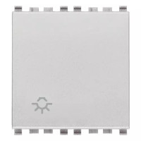 Vimar Кнопка 1P NO 10A 2м с символом "лампа" ,серебро матовое, 20008.2.L.N Vimar Кнопка 1P NO 10A 2м с символом "лампа" ,серебро матовое, 20008.2.L.N