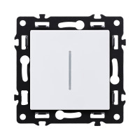 Выключатель 1-клавишный проходной 10А/250В с LED подсветкой, белый Kollinger Asthetik AS-008WH