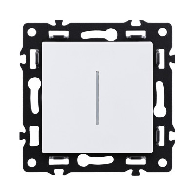 Выключатель 1-клавишный проходной 10А/250В с LED подсветкой, белый Kollinger Asthetik AS-008WH