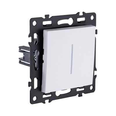 Выключатель 1-клавишный проходной 10А/250В с LED подсветкой, белый Kollinger Asthetik AS-008WH