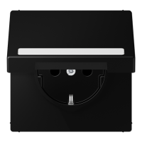 Розетка SCHUKO® с крышкой, с полем для надписи; термопласт; черный матовый , LS1520BFNAKLSWM