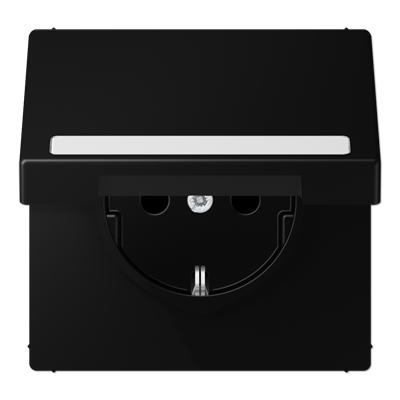 Розетка SCHUKO® с крышкой, с полем для надписи; термопласт; черный матовый , LS1520BFNAKLSWM