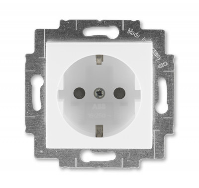 5520H-A03457 01W - Розетка ABB Levit с заземлением со шторками 16А белый / ледяной - 2CHH203457A6001