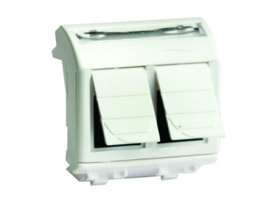 ДКС Компьютерная розетка RJ-45, кат.5Е (2 разъема АМР), белая, 2 мод., 76643B