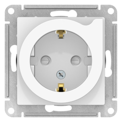 ATN000147 - ATLASDESIGN РОЗЕТКА с заземлением со шторками с выталкивателем, 16А, механизм, БЕЛЫЙ, Systeme Electric