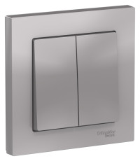 ATN000352 - ATLASDESIGN 2-клавишный ВЫКЛЮЧАТЕЛЬ, сх.5, 10АХ, в сборе, АЛЮМИНИЙ, Systeme Electric