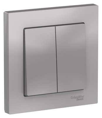 ATN000352 - ATLASDESIGN 2-клавишный ВЫКЛЮЧАТЕЛЬ, сх.5, 10АХ, в сборе, АЛЮМИНИЙ, Systeme Electric