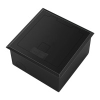 Люк напольный на 2 модуля, металлический, h=65мм, с рамкой, крышка без углубления, TIMIUX, черный, EU2H65R BL