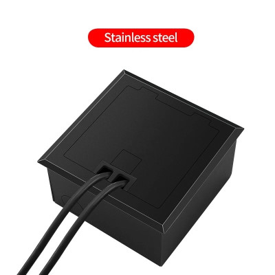 Люк напольный на 2 модуля, металлический, h=65мм, с рамкой, крышка без углубления, TIMIUX, черный, EU2H65R BL