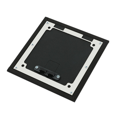 Люк напольный на 2 модуля, металлический, h=65мм, с рамкой, крышка без углубления, TIMIUX, черный, EU2H65R BL