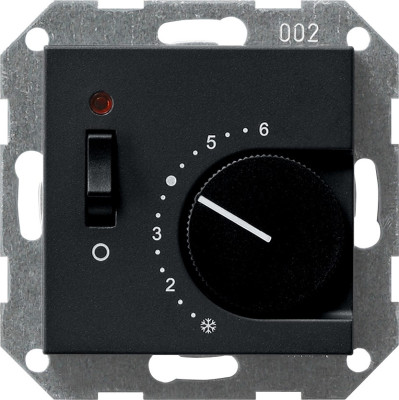 0392005 Gira Терморегулятор с размыкающим контактом. выключателем и контрольной лампой