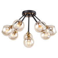 LUSSOLE OUACHITA Люстра потолочная, цвет основания - черный, плафон - стекло (цвет - янтарный), 8x6W E14, GRLSP-8275