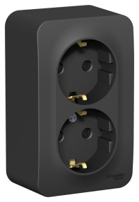 BLANCA О/У РОЗЕТКА двойная с заземлением со шторк., 16А, 250В, АНТРАЦИТ BLANCA О/У РОЗЕТКА двойная с заземлением со шторк., 16А, 250В, АНТРАЦИТ