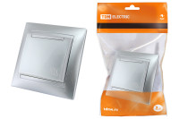 Розетка 2П+З 16А 250В с защ. шт. с крышкой серебр. металлик "Лама" TDM Electric, SQ1815-0214