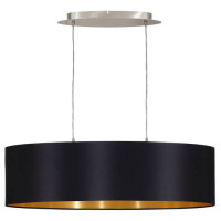 31611 Подвес MASERLO, 2х60W (E27), 780х220, никель мат./текстиль, черный, золотой